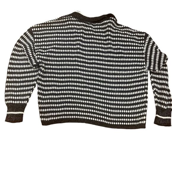 Cato Black and White Polo Collar Sweater with Silver Thread detail - Picture 4 of 9